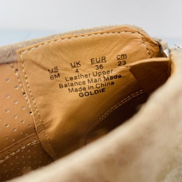 Franco Sarto Goldie Ankle Booties Boots Block Heel Peek Toe Suede Tan Womens 6 - Picture 15 of 15